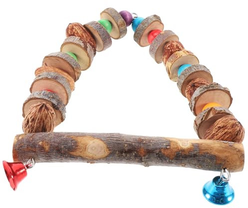 BUGUUYO Vogelspielzeug Für Sittiche Kauspielzeug Aus Holz Mit Schaukel Hängespielzeug Für Papageien Zum Kauen Und Spielen Fördert Die Balance Und Fitness Naturmaterialien Langlebig