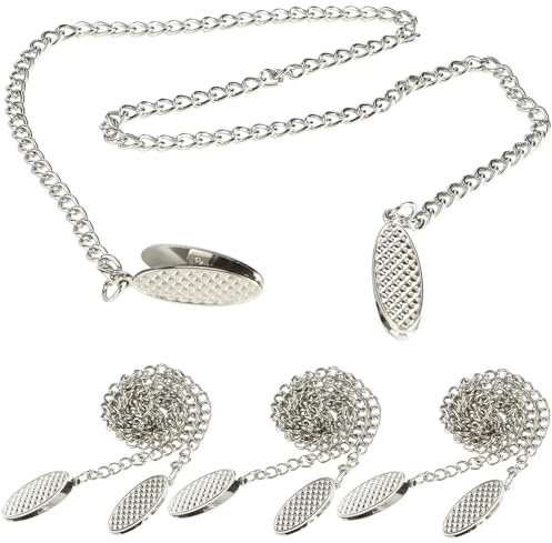 4 Stück Serviettenkette, Serviettenkette mit Klammern Edelstahl, Kette Serviettenhalter, für Senioren Erwachsene Kinder
