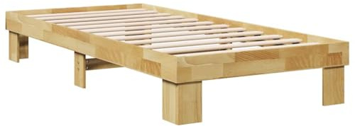 vidaXL Sängram utan madrass 75x190 cm massiv trä ek, sovrumsmöbler, sängbotten, enkelsäng, säng, sängbotten, träsäng, massivt trä säng