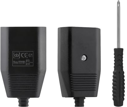 2 Stücke Eurokupplung Flach, Euro Kupplung 230v Flach,Schuko Kupplung Flach, Eurostecker Flach für Schuko Stecker Flach(Schwarz),Kupplung 230V, Geeignet für Tischlampen, Beleuchtungsgeräte.