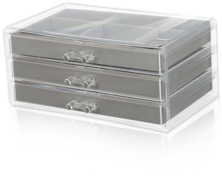 Holibanna Schmuck Organizer Box Mit Fächern Vielseitiger Schmuckhalter Für Ringe Ohrringe Halsketten Und Armbänder Graue Kunststoffaufbewahrung Mit Dreilagigem Design Für Optimale