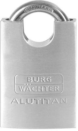 BURG-WÄCHTER Lucchetto con 2 chiavi, spessore 8 mm, corpo in alluminio massiccio, meccanismo interno antiruggine, doppio bloccaggio, Alutitan 770 CS 50