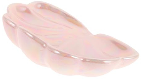 TOGEVAL Jabonera De Cerámica Forma De Concha Rosa, Autodesagüe Práctico, Bandeja Multiusos para Baño y Cocina, Organizador para Jabón y Joyas, Almacenamiento Funcional Doméstico
