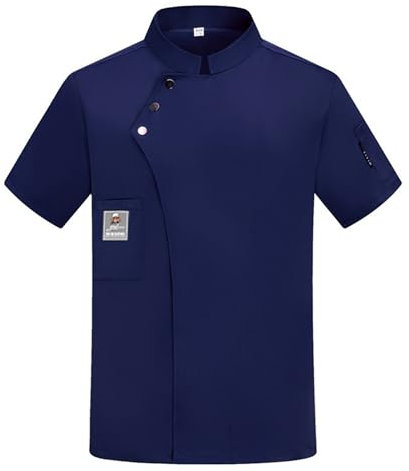 Vhersily Año Nuevo 2025 Chaquetas de Chef Unisex Mujer Hombre Otoño Invierno Manga Larga Chaqueta de Chef Profesional Restaurante Occidental Mensa Hotel Uniformes Uniformes de Cocinero, navy, XXXXL