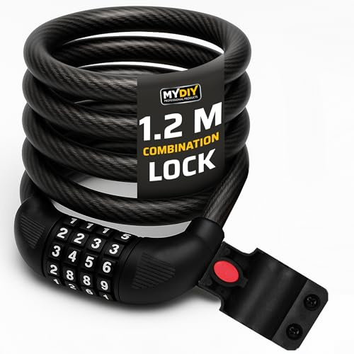 My DIY High-Security Combination Bike Lock 4 and 5-Digits Code – 1.2m Anti-Theft, Waterproof, Heavy Duty Security for Bikes, Bicycle Locker for Scooters, Mountain Bikes (4 Digits - Combination Lock)