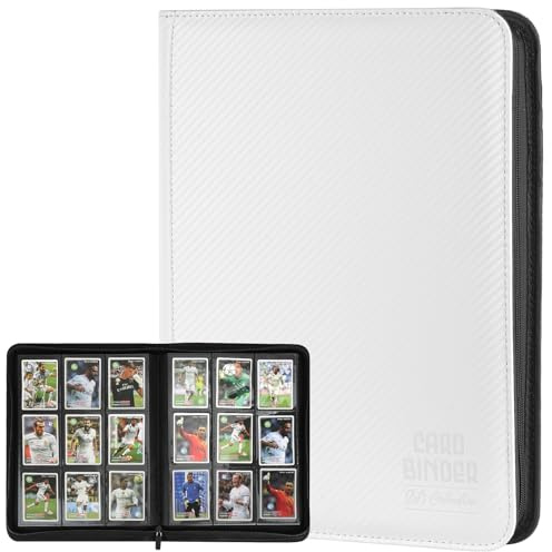 Trading Card Binder, Premium 9 Pocket Double Sided 540 Pocket PU Card Collection Binder, Collectible Trading Card Albums for MTG, TCG, Sport Card, Game Cards (White 1)