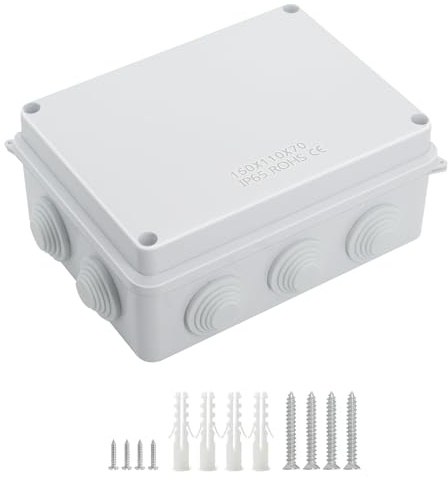 LeMotech ABS Kunststoff Staubdicht Wasserdicht IP65 Verteilerdose Universale Elektro-Projektgehäuse Weiß, Außenmaße 150 x 110 x 70 mm (1 Stück)
