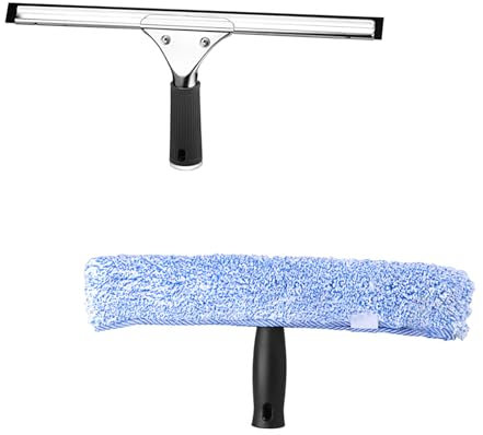 35cm Limpiacristales Profesional de Acero Inoxidable con Cuchilla de Goma, Equipo de Limpieza de Ventanas B