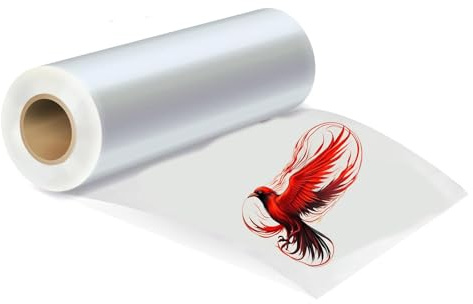 TriUnytion Film de Transfert DTF, 33 cm x 100 m Papier de Transfert Transparent DTF Simple Face Mat Pré-Traitement Feuille de Transferts Thermique Pet pour T-Shirts, Vêtements, Textile, Chapeau