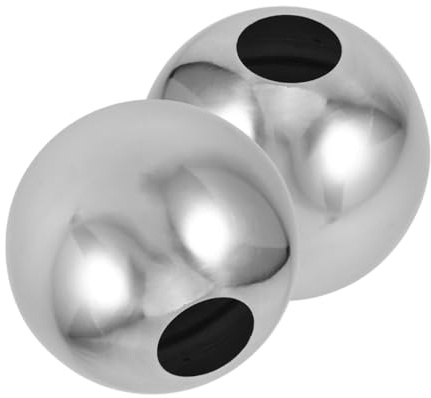Yardwe Edelstahl Gazekugeln 7, 6cm 2 Stück, Hohl mit Doppelbohrung | für Innen und Außen, Silber, Spiegelpoliert und Reflektierend, Leicht zu Bewegen