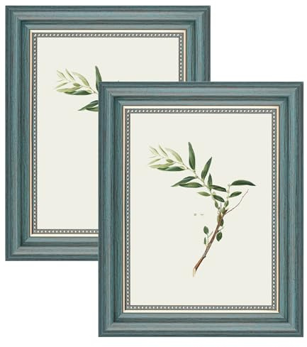 YoHyien Bilderrahmen Vintage 15x20 2er Set, Retro Fotorahmen zum Aufhängen und Aufstellen, Shabby Chic Postkarten Rahmen für Den Schreibtisch, Picture Photo Frame for Wall (Grün, 15 x 20 cm)