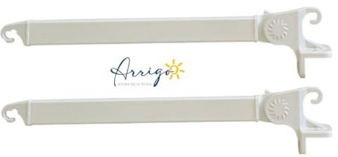 Coppia Bracci per Tende da Sole Universali in Alluminio Verniciato – Compatibili Tempotest Parà – Lunghezza 50 o 70 cm – Attacco Gancio, Colori Vari, Sostituzione Braccetti (Bianco, 50 cm)