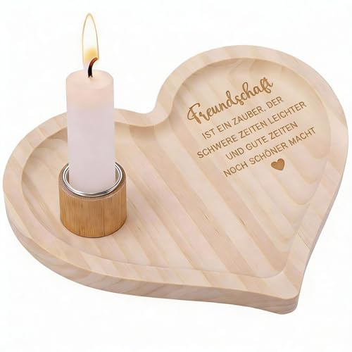 Namalu Mujer Bandeja de Madera en Forma de Corazón con Juegos de Porta Velas Regalo de Agradecimiento para Abuela, Mamá, Amiga(Amiga)