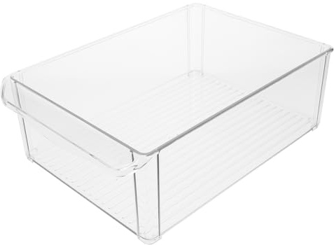 FIXOSHEE Caja Contenedora para Refrigerador Apilable Cuadrada, Transparente, Tapa, de Gran Capacidad, Resistente y Práctica para Almacenar Frutas y Verduras, Adecuado para Organizar