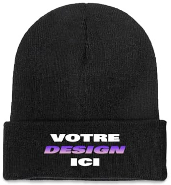 Beanie Tricoté Personnalisable pour Hommes & Femmes – Bonnet d’Hiver avec Texte, Photo, Image ou Logo – Créez Votre Beanie Chaud – Idéal pour l’Hiver et Le Quotidien – Cadeau Unisexe
