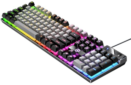 TsuvyXeg Speltangentbord trådbundet mekaniskt e-sport tangentbord RGB bakgrundsbelyst datortangentbord fyrkantig nyckel för stationär bärbar dator PC Mac spelskrivning