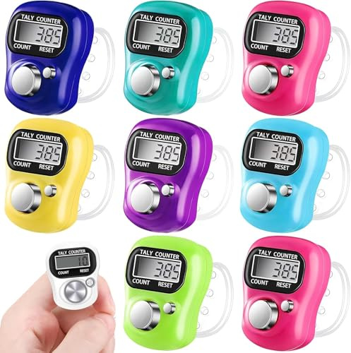 LCD display digital finger tally counter clicker, Mini Digital row counter, Finger Hand Tally Counter Counting, Knit Counter, Colorful Tasbeeh Counter for Goods Counting, Recording 1pcs (Dark Blue)