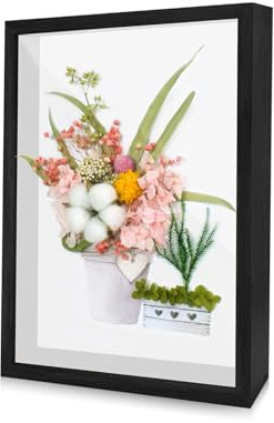 3D Shadow Box, 3D Picture Frame, 12 x 17 cm Deep Frame Display Box Wooden Deep Box Frame for Medal Flower Memorabilia Tickets Crafts(Black)