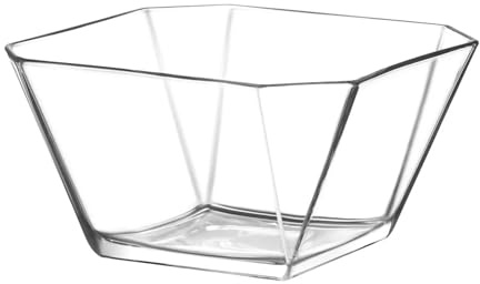 vienberg Karen Große Glasschüssel 1900 ml, eckige Servierschüssel aus dickem Glas, 21 cm Glasschale, Salatschüssel & Snackschale, bleifrei, Popcorn-Schale spülmaschinenfest