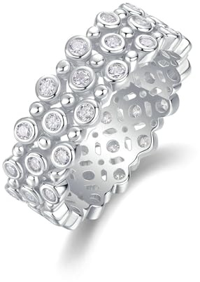 Ayoiow Eheringe in Platin für Damen, 0.78ct Moissanitkein Edelstein Grob und Dick Die Volle Ewigkeit Vorsteckring Ehering, Platin 950 Größe 57 (18.1)