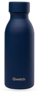 Qwetch ICON - Botella isotérmica de 350 ml, color azul noche – Botella ultra compacta y elegante de acero inoxidable reciclado, 24 horas frío/12 horas caliente, impermeable y nómada