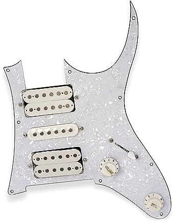 Placa protectora de golpeador de guitarra precableada de 9 agujeros con pastillas HSH para piezas de cuerdas y juego de herramientas de instalación, protector de púa precableado, pastilla de bobina