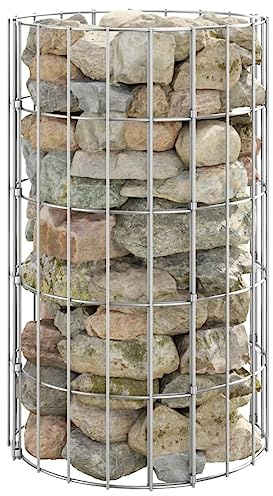 Nqyjm Gabionenkörbe für Mauersteine Gabionen-Säule Rund Verzinkter Stahl Ø30x50 cm, Steingabionen Gabionenzaun Steinkorb Gabionen für Gabionenwand, Garten, Terrasse, Hof
