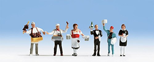NOCH H0 Figuren-Set „Servicepersonal“ aus Kunststoff, handbemalt, ideal für Modelleisenbahn H0, Deko & DIY-Projekte