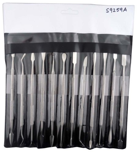 ARTIST'S BEST 12 Piece Stainless Steel Spatulas & Picks Set | Double-Ended Design | 6 (15.2 cm) - 6.5 (16.5 cm) Length | Textured Grips | For Wax, Paint, Clay Artistry | Comes with Vinyl Pouch