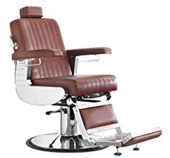 Comair 7001133 Diplomat Professioneller Herren Friseurstuhl im modernen Retro Design Cognac, braun