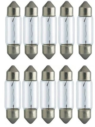 10 Stück - C10W - 41mm - 12V - 10W - KFZ Beleuchtung - LONGLIFE - Glühlampe, Glassockellampe, Glühbirne, Soffitte, Autolampen WERKSTATTWARE.