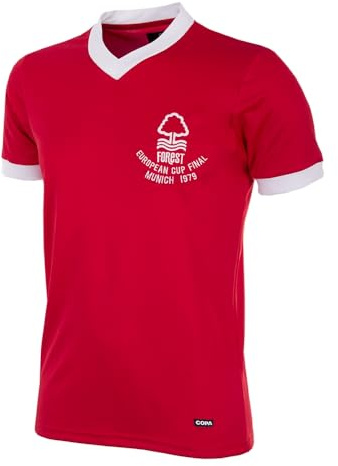 COPA Herren Nottingham Forest 1979 EM Cup Finale Retro Fußball Trikot Retro Fußball V-Ausschnitt T-Shirt L rot