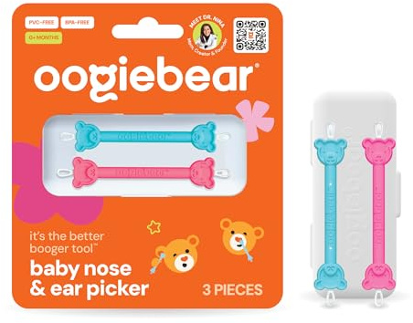 oogiebear: limpiadores nasales y de oídos seguros y fáciles para bebés y niños pequeños. Eliminación doble de cerumen y mucosidad. - 2 unidades - frambuesa y espuma de mar