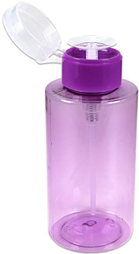 10oz PANA Purple Push-Down Dispenser Bottle - 1 Bottle - Empty Refillable Pump Bottle for Nail Polish Remover Liquid