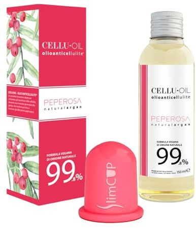 (Kit Coppetta SlimCup + Olio Anticellulite 150ml) Coppetta Anticellulite SlimCup + Olio per massaggio Anticellulite Antismagliature con Formula Vegana a base di Pepe Rosa e Argan