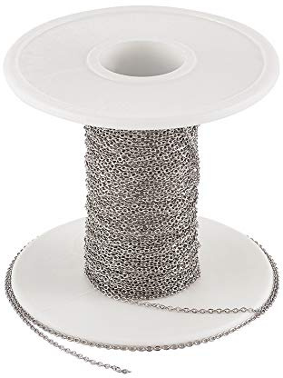 Fashewelry 10 Meter Kettenglied-Kabel für Halskette, Schmuck, Zubehör, DIY, 1,5 x 1,3 x 0,3 mm