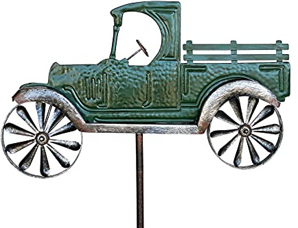 DanDiBo Gartenstecker Metall Oldtimer Auto XL 160 cm Grün 96102 Windspiel Windrad Wetterfest Gartendeko Garten Gartenstab Bodenstecker