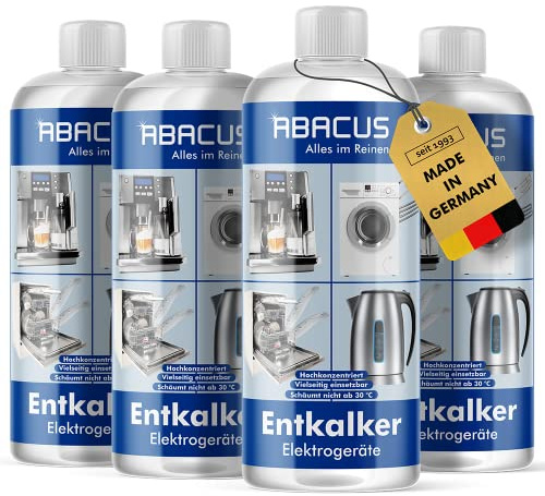 ABACUS® Entkalker, Geräteentkalker, Universal-Entkalker, Schnell-Entkalker, Entkalker Kaffeevollautomat, Entkalker Kaffeemaschine, Kalkentferner, Kalklöser, Entkalker-Konzentrat – Entkalker 4x 500 ml