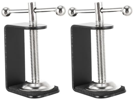 VILLCASE Pince En C Métallique À Base Solide Lot De 2 Pinces De Table 360° Pour Microphone Avec Protection Silicone Support Bureau Polyvalent Pour Studio Et Maison
