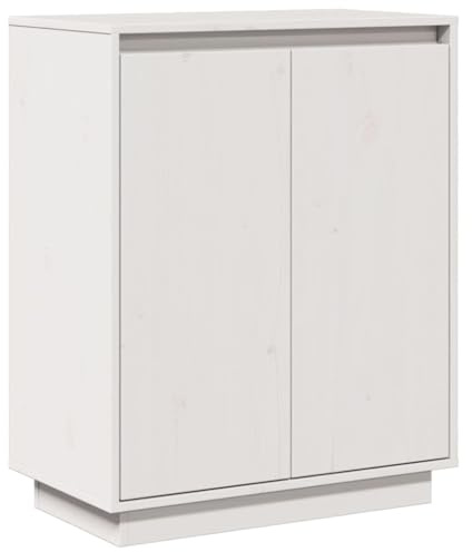 vidaXL Sideboard mit Türen Kommode Anrichte Schrank Beistellschrank Mehrzweckschrank Standschrank Holzschrank Weiß 60x34x75cm Massivholz Kiefer