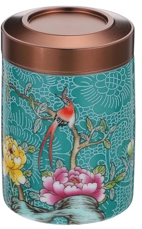 Cabilock Ceramic Tea Canister Tea Tins Storage 70ml Cylinder with Metal Sealing Lid Ceramic and Metal for Kitchen or Desktop Adornment