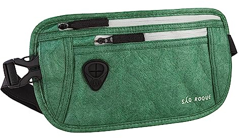 SAO ROQUE ® Bauchtasche Damen Herren, Reisepasshülle Gürteltasche Reise Gadgets mit RFID Blocker, Hüfttasche stylisch, Geldgürtel flach (Schwarz)