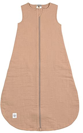 LÄSSIG Baby Sommerschlafsack ohne Ärmel Musselin Baumwolle GOTS zertifiziert/Muslin Baby Sleeping Bag GOTS maple, 86/92