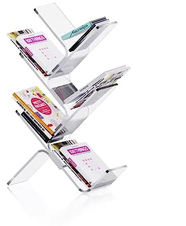 prospekthalter zeitungs zeitschriften Zeitschriftenständer aus Acryl, Orange, Bodenbaum-Bücherregal mit Fach for die Präsentation von Broschüren, Katalogen, Wohnzimmer-Büro-Desktop-Aktenordnerhalter (