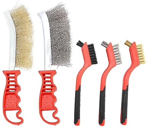 Set di spazzole metalliche multifunzionali da 5 pezzi, spazzola in filo di ottone, spazzola per la pulizia, rimozione della ruggine, rimozione del colore, trapano.