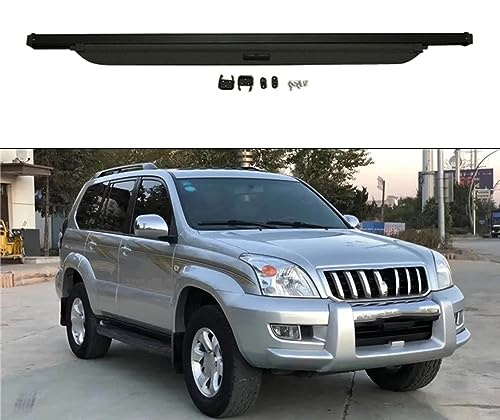 HYGGLY Coche Cubierta de Carga Retráctil, para Toyota Land Cruiser Prado LC120 FJ120 120 2003-2009 Coche Fundas para Maletero Trasero Tronco Cubierta De Carga Retráctil Cubierta de Protección