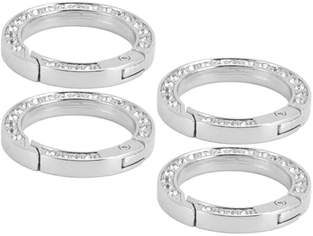 10 Stück Strass-Feder-O-Ringe, Trigger-Metall-Feder-O-Ringe, Runder Karabiner-Clip, Schnapp-Trigger-Feder-Schlüsselanhänger, Schnalle Für DIY-Schlüsselanhänger, Schnalle, Handtaschen, Taschen(Silber)