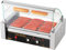 VEVOR Rullo per Hot Dog, 7 Rulli, Macchina Grigliare Salsicce in Acciaio Inossidabile con Doppio Controllo della Temperatura, 18 Hot Dog, 1,4KW con Coperchio, Ripiano Riscaldante per Panini Hot Dog