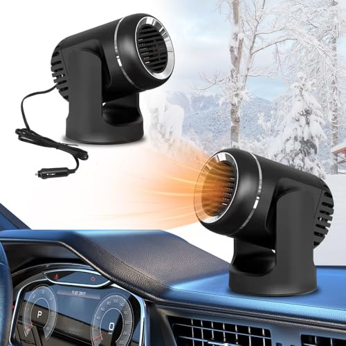 WDKXCN Car Heater, Car Heater 12V, 120W Car Heater Fan with Overheating Protection, Portable Car Heater, 360°Rotating, 2 in 1 Fast Heating/Cooling Function for Car Winter Window Defroster