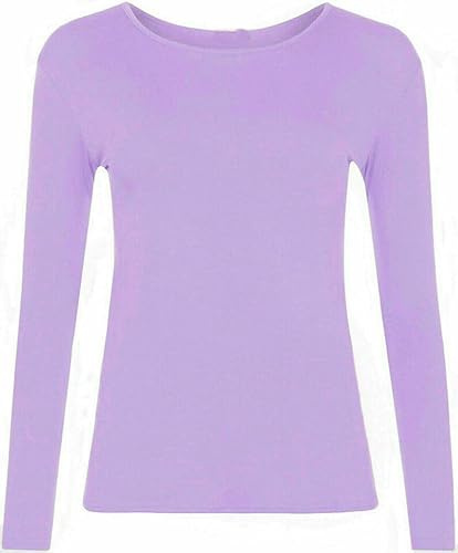 FASHION MY LOVE Damen-T-Shirt, langärmelig, Rundhalsausschnitt, einfarbig, dehnbar, lässig, Sommer, Basic-T-Shirt, schmale Passform, Größe 36-54